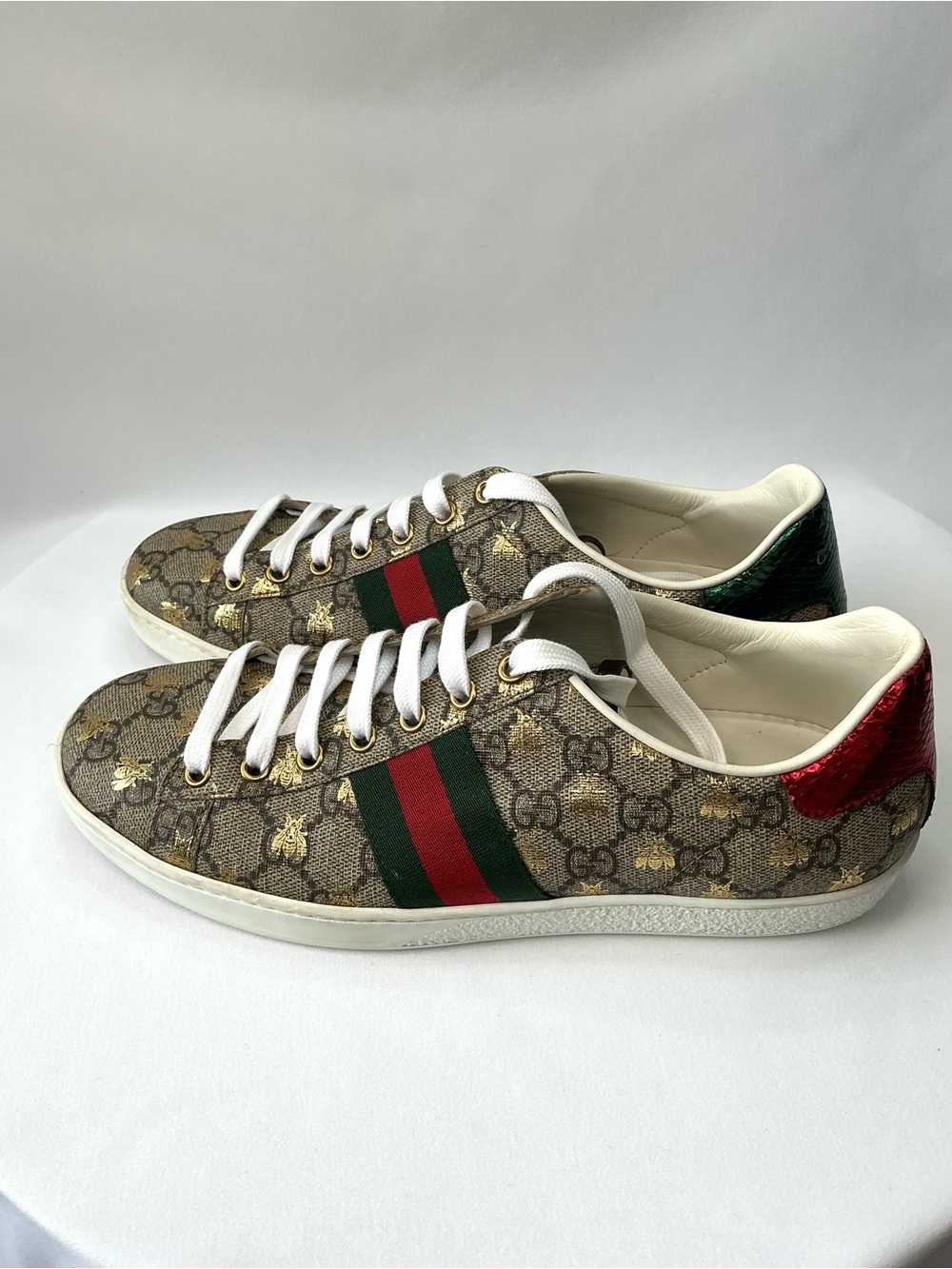Gucci | Ace GG Supreme Bee Web Stripe Low-Top Sneakers Made In Italy - Picture 4 of 9